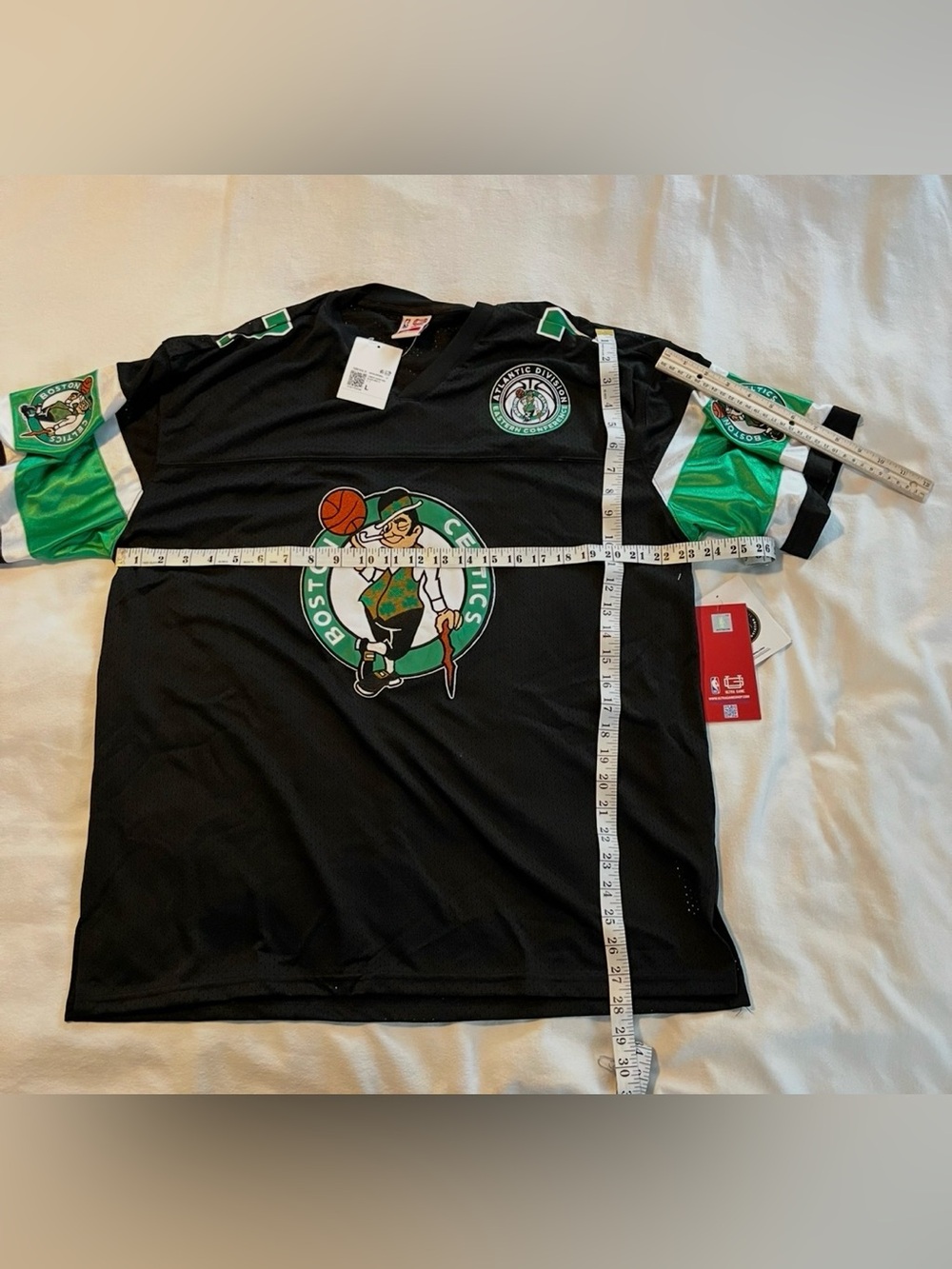 NBA SZ Large Boston Celtics Black Green White Mesh Jersey Short Sleeve NWT - Picture 6 of 14